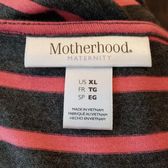 Motherhood Woman's Sz XL Dress Grey w Pink horizontal stripes - Picture 6 of 8